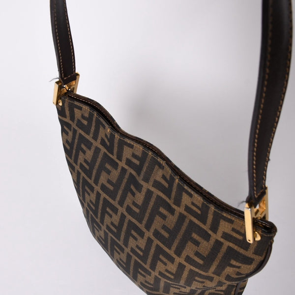 FENDI フェンディ ズッカ柄 Shoulder Bag ショルダーバッグ 83150820981 ブラウン ゴールド金具 美品 中古 4a000508