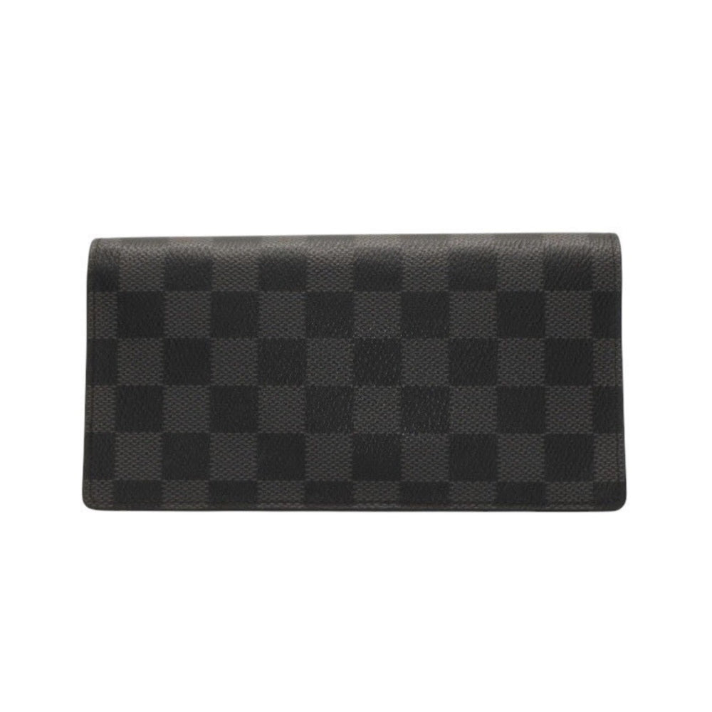 Very Good Condition LOUIS VUITTON Portefeuille Brazza Long Wallet N62665 Damier Graphite Black Used 4a000785