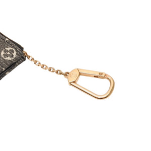 極美品 LOUIS VUITTON ルイヴィトン ミニ ポシェットクレ コインケース M92435 モノグラムキャンバス ゴールド金具 ノワール 中古 4a000787