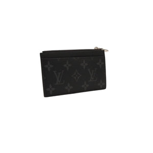 Very Good Condition LOUIS VUITTON Coin Card Holder Coin Case M30271 Monogram Eclipse Black Used 4a000841