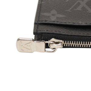 Very Good Condition LOUIS VUITTON Coin Card Holder Coin Case M30271 Monogram Eclipse Black Used 4a000841