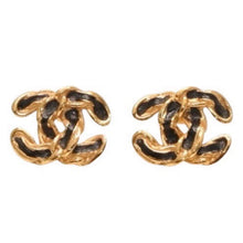 画像をギャラリービューアに読み込む, 極美品 CHANEL シャネル ヴィンテージ ココマーク ピアス 重量約5.14g 02P刻印 GP メタル ゴールド ブラック 両耳用 中古 4a000640