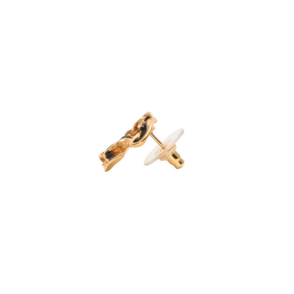 極美品 CHANEL シャネル ヴィンテージ ココマーク ピアス 重量約5.14g 02P刻印 GP メタル ゴールド ブラック 両耳用 中古 4a000640
