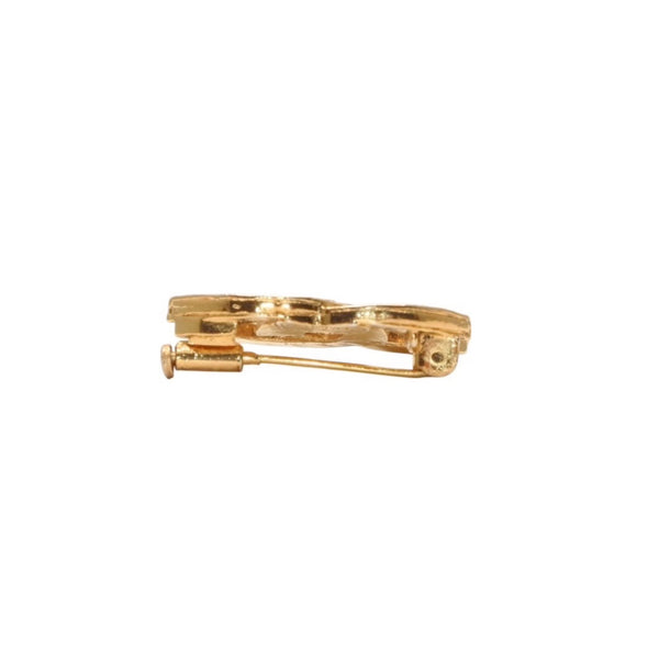 極美品 CHANEL シャネル VINTAGE ヴィンテージ ココマーク ブローチ 重量約6.11g GP メタル ラインストーン ゴールド クリア 中古 4a000628