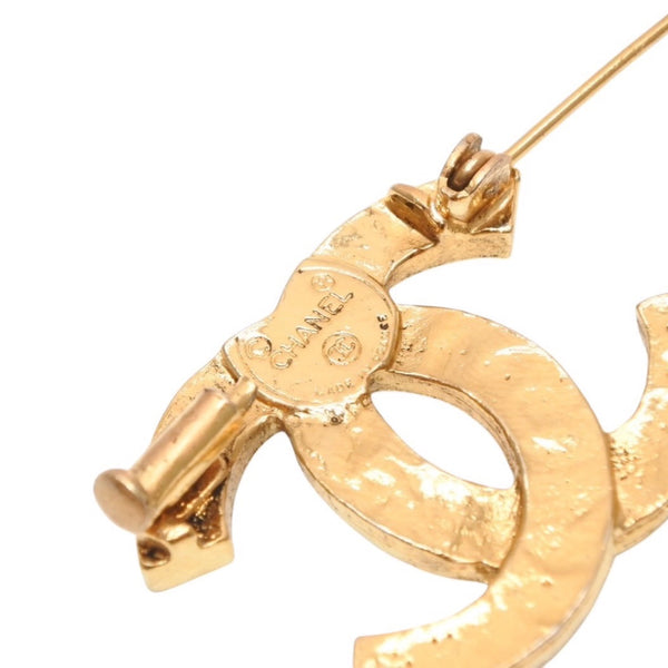 極美品 CHANEL シャネル VINTAGE ヴィンテージ ココマーク ブローチ 重量約6.11g GP メタル ラインストーン ゴールド クリア 中古 4a000628