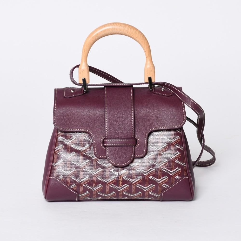 新品同様 GOYARD ゴヤール ハンドバッグ 2WAY サイゴン ABB120180 バーガンディ パープル ゴヤールディンキャンバス シルバー金具 美品 中古 4a000984