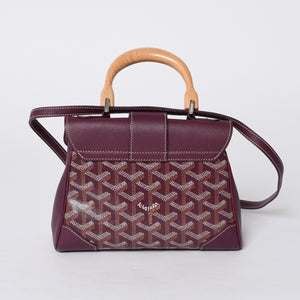 Like new GOYARD Handbag 2WAY Saigon ABB120180 Burgundy Purple Goyardin Canvas Silver Hardware Good Condition Used 4a000984
