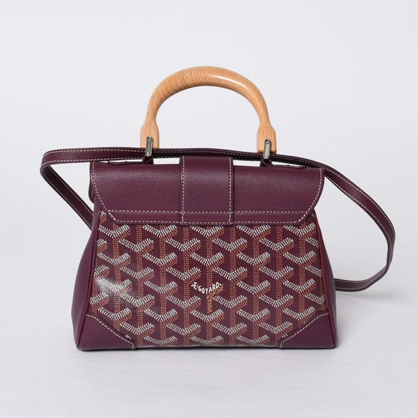 Like new GOYARD Handbag 2WAY Saigon ABB120180 Burgundy Purple Goyardin Canvas Silver Hardware Good Condition Used 4a000984