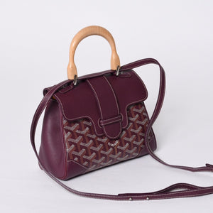 Like new GOYARD Handbag 2WAY Saigon ABB120180 Burgundy Purple Goyardin Canvas Silver Hardware Good Condition Used 4a000984