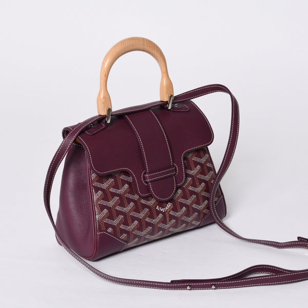 Like new GOYARD Handbag 2WAY Saigon ABB120180 Burgundy Purple Goyardin Canvas Silver Hardware Good Condition Used 4a000984