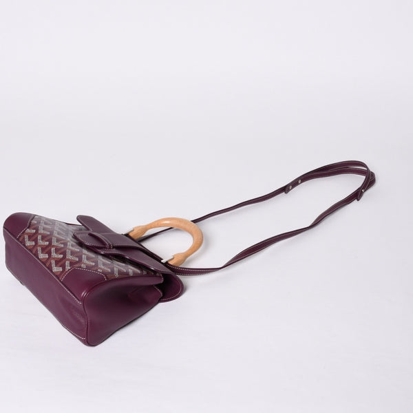Like new GOYARD Handbag 2WAY Saigon ABB120180 Burgundy Purple Goyardin Canvas Silver Hardware Good Condition Used 4a000984