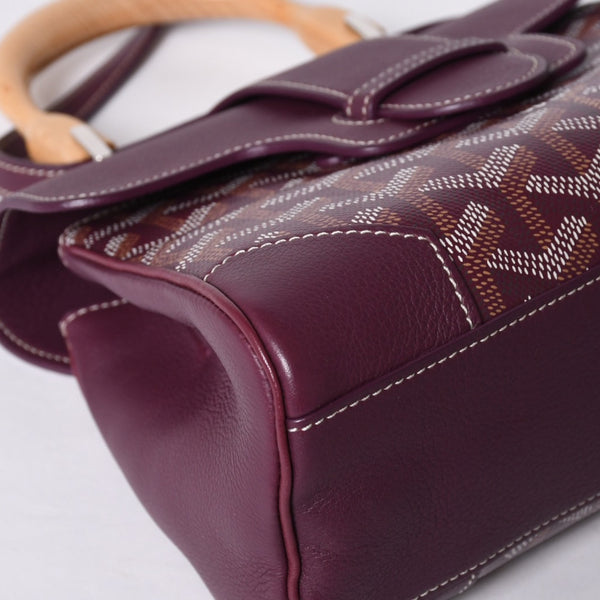 Like new GOYARD Handbag 2WAY Saigon ABB120180 Burgundy Purple Goyardin Canvas Silver Hardware Good Condition Used 4a000984
