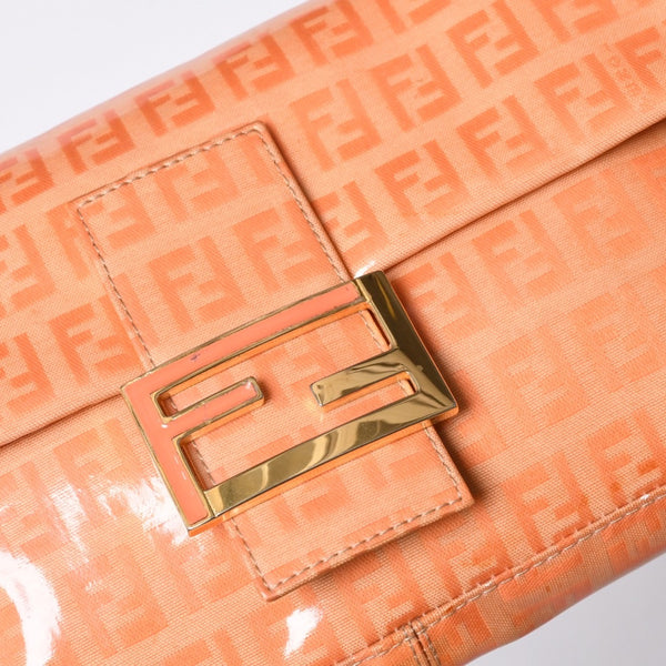 FENDI フェンディ マンマバケット ワンショルダーバッグ ズッカ オレンジ エナメル 美品 中古 4a000521