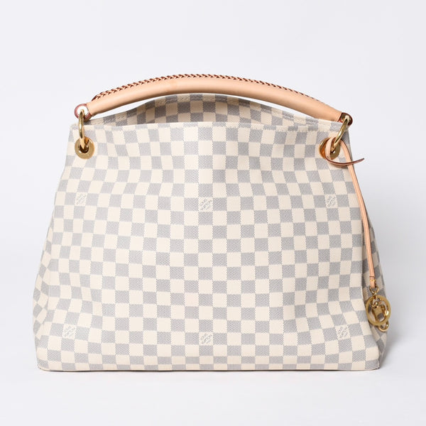 Very good condition LOUIS VUITTON Artzi MM one shoulder bag N41174 Damier Azur white gray gold hardware used 4a000408