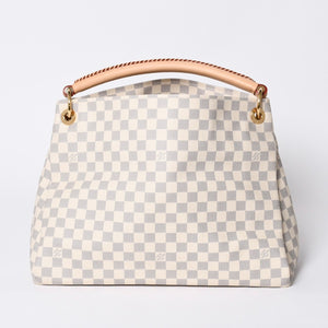 Very good condition LOUIS VUITTON Artzi MM one shoulder bag N41174 Damier Azur white gray gold hardware used 4a000408