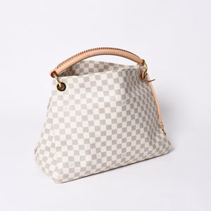 Very good condition LOUIS VUITTON Artzi MM one shoulder bag N41174 Damier Azur white gray gold hardware used 4a000408