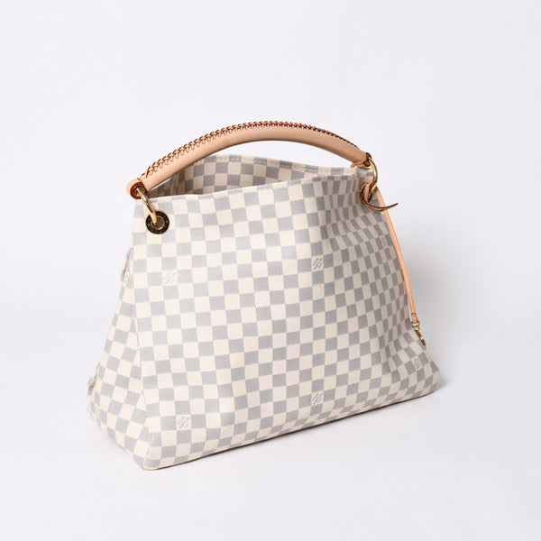 Very good condition LOUIS VUITTON Artzi MM one shoulder bag N41174 Damier Azur white gray gold hardware used 4a000408