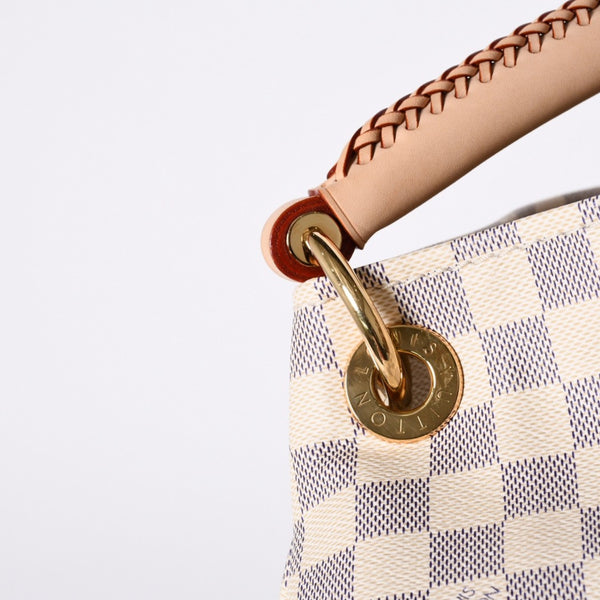 Very good condition LOUIS VUITTON Artzi MM one shoulder bag N41174 Damier Azur white gray gold hardware used 4a000408