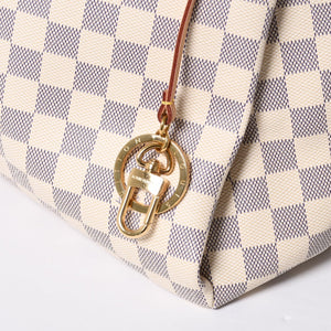 Very good condition LOUIS VUITTON Artzi MM one shoulder bag N41174 Damier Azur white gray gold hardware used 4a000408