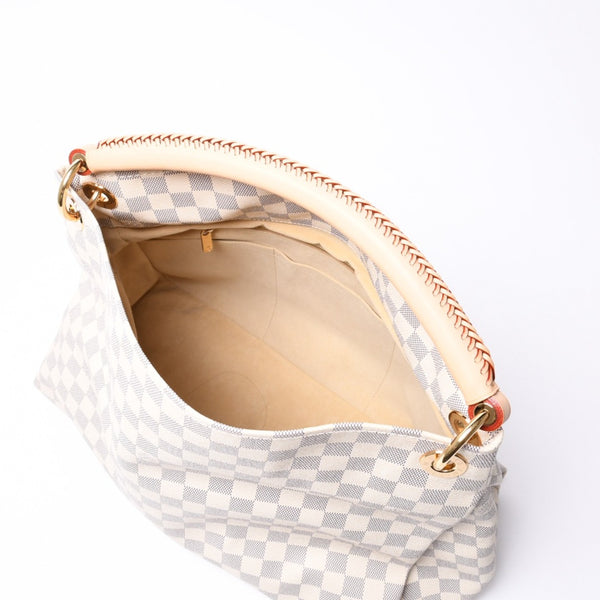 Very good condition LOUIS VUITTON Artzi MM one shoulder bag N41174 Damier Azur white gray gold hardware used 4a000408