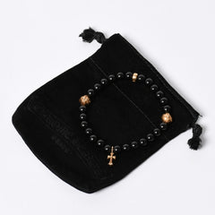 Like new CHROME HEARTS Beads Bracelet Baby Fat Onyx 22k Black Silver 925 Size 8mm Used 4a000441