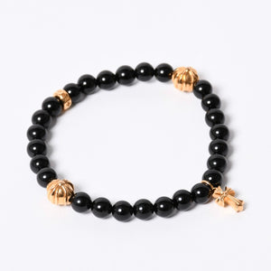 Like new CHROME HEARTS Beads Bracelet Baby Fat Onyx 22k Black Silver 925 Size 8mm Used 4a000441