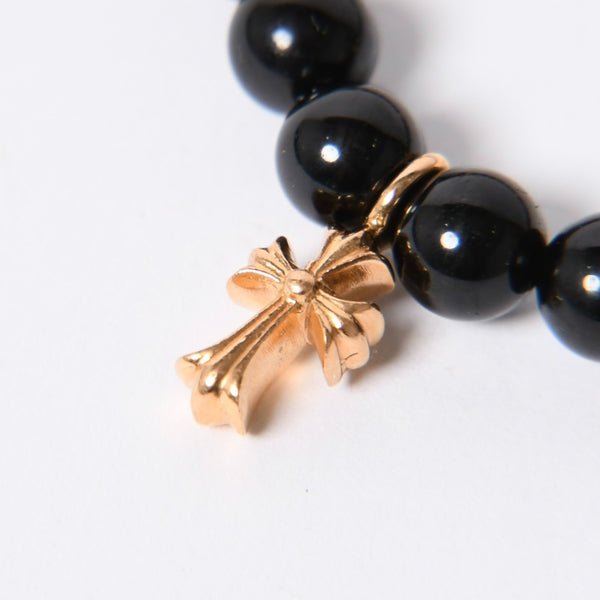 Like new CHROME HEARTS Beads Bracelet Baby Fat Onyx 22k Black Silver 925 Size 8mm Used 4a000441