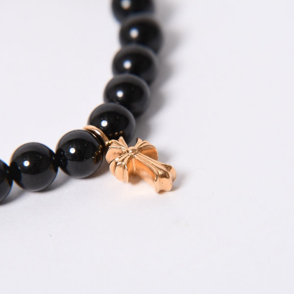 Like new CHROME HEARTS Beads Bracelet Baby Fat Onyx 22k Black Silver 925 Size 8mm Used 4a000441