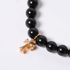 Like new CHROME HEARTS Beads Bracelet Baby Fat Onyx 22k Black Silver 925 Size 8mm Used 4a000441