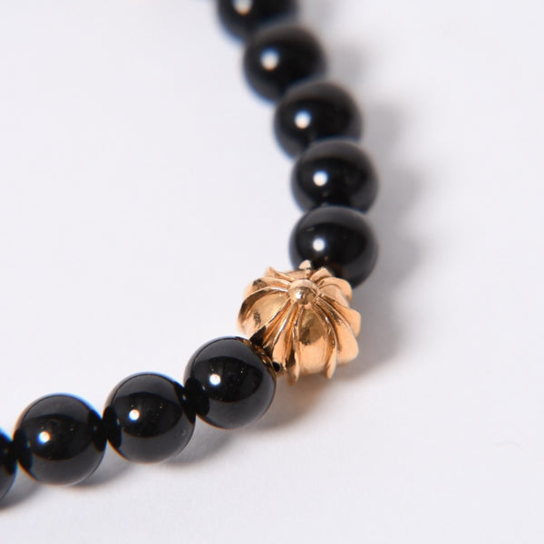 Like new CHROME HEARTS Beads Bracelet Baby Fat Onyx 22k Black Silver 925 Size 8mm Used 4a000441