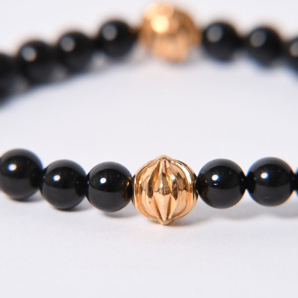 Like new CHROME HEARTS Beads Bracelet Baby Fat Onyx 22k Black Silver 925 Size 8mm Used 4a000441