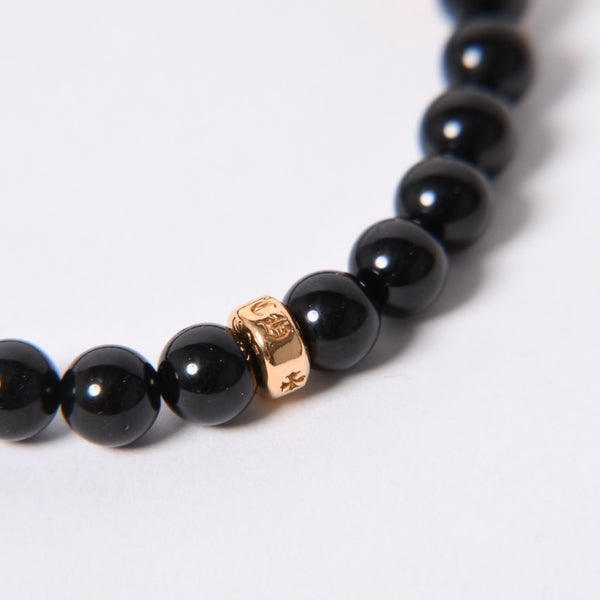Like new CHROME HEARTS Beads Bracelet Baby Fat Onyx 22k Black Silver 925 Size 8mm Used 4a000441