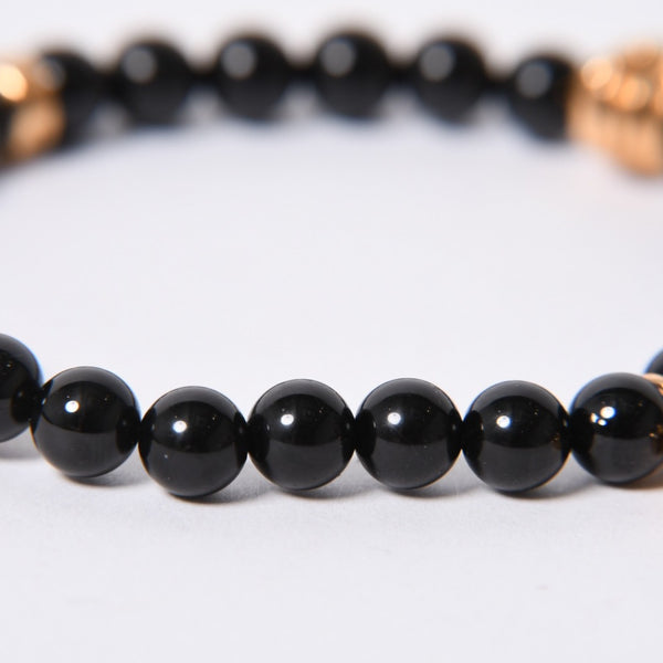 Like new CHROME HEARTS Beads Bracelet Baby Fat Onyx 22k Black Silver 925 Size 8mm Used 4a000441