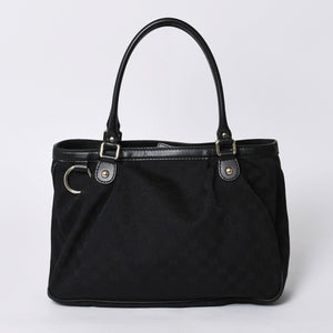 Very good condition GUCCI Gucci handbag 2968335 520981 GG canvas leather black gold hardware used 4a000218