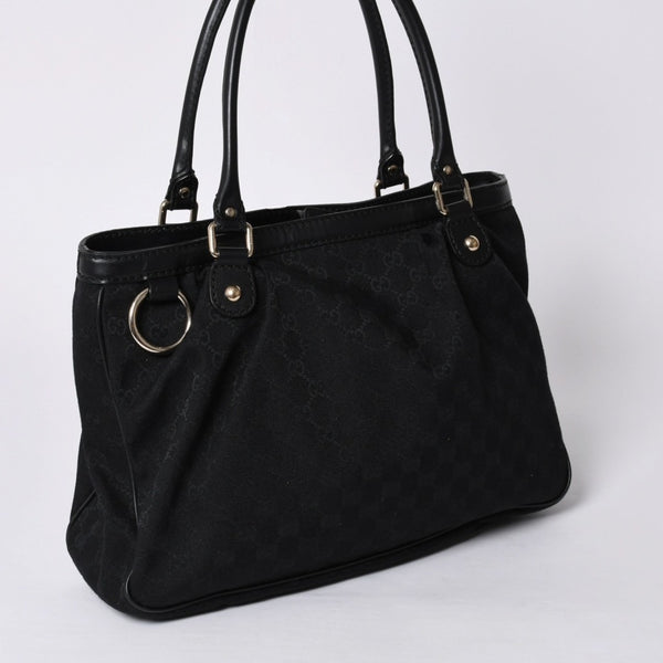 Very good condition GUCCI Gucci handbag 2968335 520981 GG canvas leather black gold hardware used 4a000218