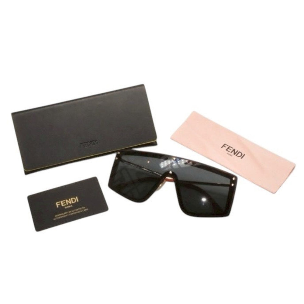 極美品 FENDI フェンディ Sunglasses サングラス M0076 FFロゴ Black ブラック Gold ゴールド 中古 4a000332
