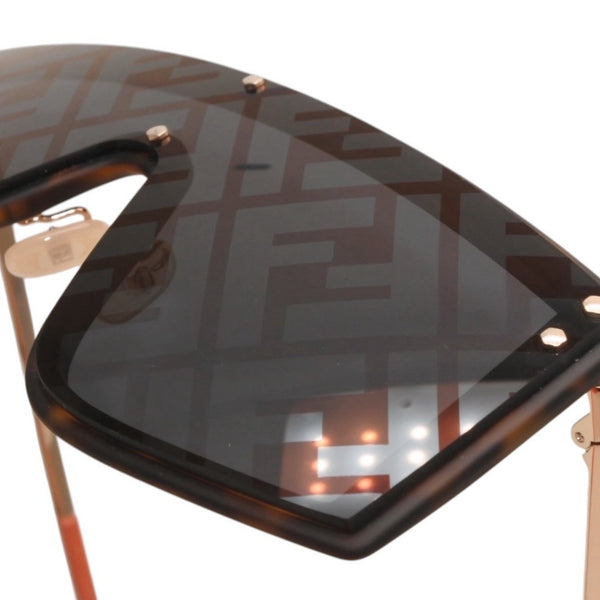 極美品 FENDI フェンディ Sunglasses サングラス M0076 FFロゴ Black ブラック Gold ゴールド 中古 4a000332