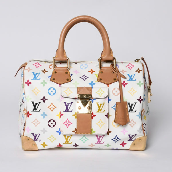 Very good condition LOUIS VUITTON Speedy 30 handbag M92643 Monogram Multicolor Takashi Murakami White Used 4a000565
