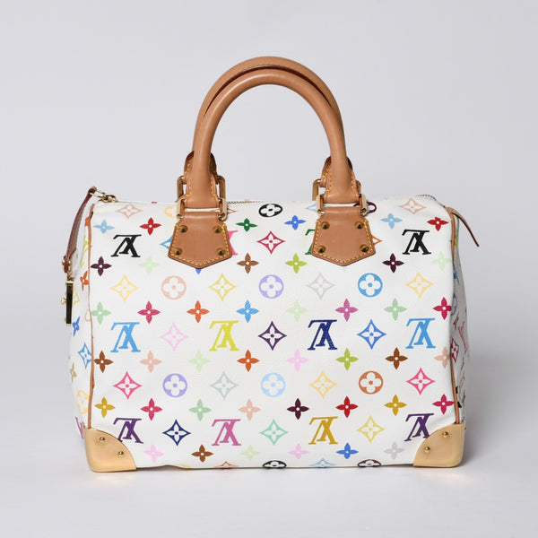 Very good condition LOUIS VUITTON Speedy 30 handbag M92643 Monogram Multicolor Takashi Murakami White Used 4a000565