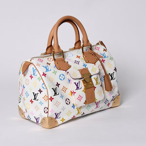 Very good condition LOUIS VUITTON Speedy 30 handbag M92643 Monogram Multicolor Takashi Murakami White Used 4a000565