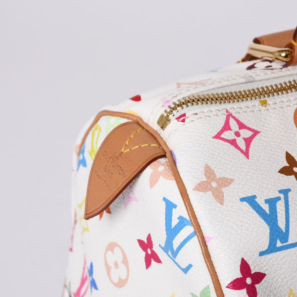 Very good condition LOUIS VUITTON Speedy 30 handbag M92643 Monogram Multicolor Takashi Murakami White Used 4a000565