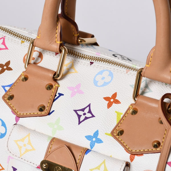 Very good condition LOUIS VUITTON Speedy 30 handbag M92643 Monogram Multicolor Takashi Murakami White Used 4a000565