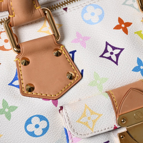 Very good condition LOUIS VUITTON Speedy 30 handbag M92643 Monogram Multicolor Takashi Murakami White Used 4a000565