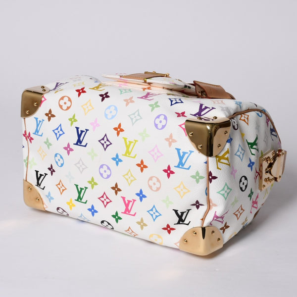 Very good condition LOUIS VUITTON Speedy 30 handbag M92643 Monogram Multicolor Takashi Murakami White Used 4a000565