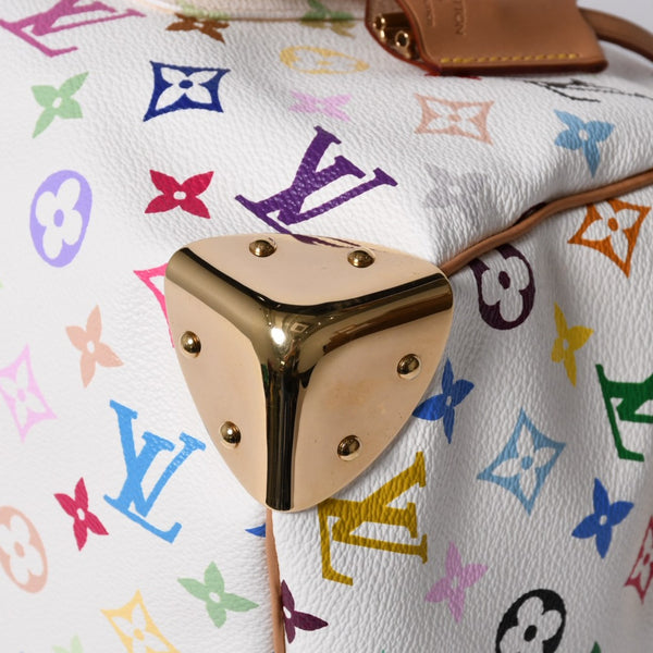 Very good condition LOUIS VUITTON Speedy 30 handbag M92643 Monogram Multicolor Takashi Murakami White Used 4a000565