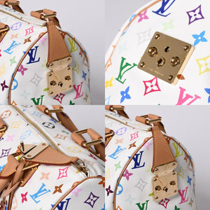 Very good condition LOUIS VUITTON Speedy 30 handbag M92643 Monogram Multicolor Takashi Murakami White Used 4a000565