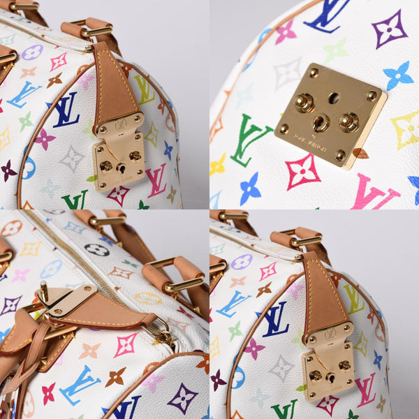 Very good condition LOUIS VUITTON Speedy 30 handbag M92643 Monogram Multicolor Takashi Murakami White Used 4a000565