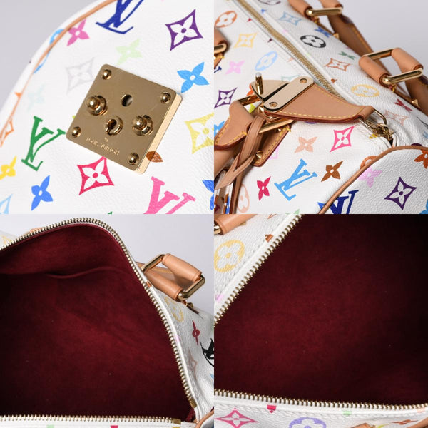 Very good condition LOUIS VUITTON Speedy 30 handbag M92643 Monogram Multicolor Takashi Murakami White Used 4a000565