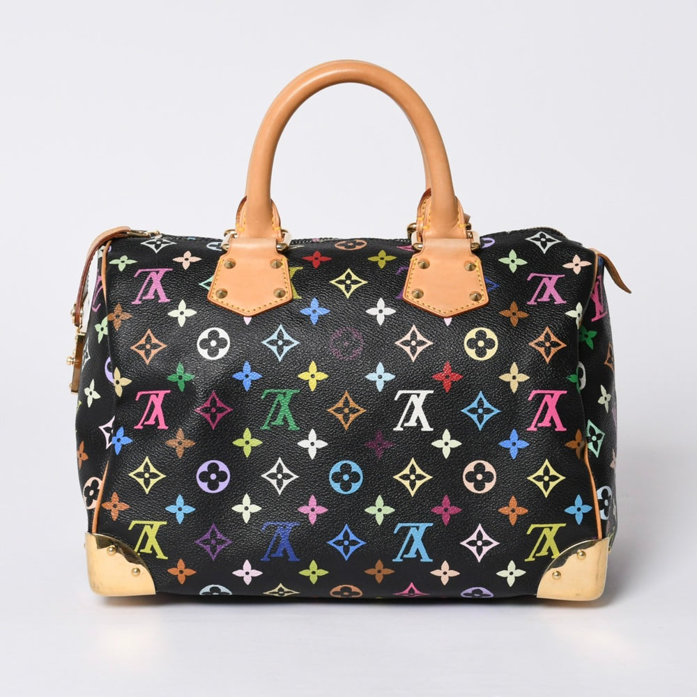 極美品 LOUIS VUITTON ルイヴィトン スピーディ30 ハンドバッグ M92642 モノグラム マルチカラー ブラック ゴールド金具 村上隆 中古 4a000563