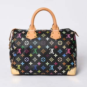 Very Good Condition LOUIS VUITTON Speedy 30 Handbag M92642 Monogram Multicolor Black Gold Hardware Takashi Murakami Used 4a000563